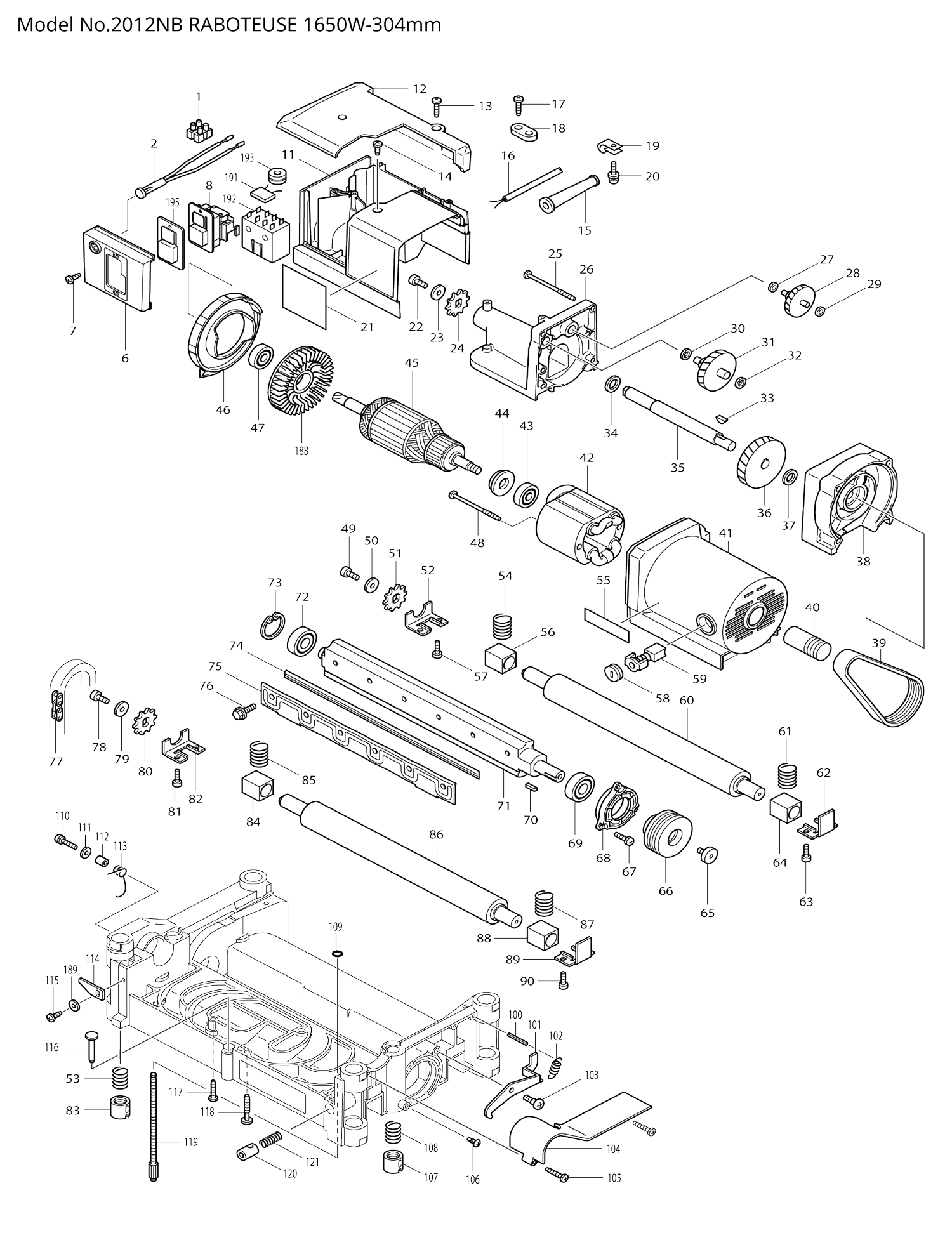 Pièces détachées raboteuse Makita 2012NB