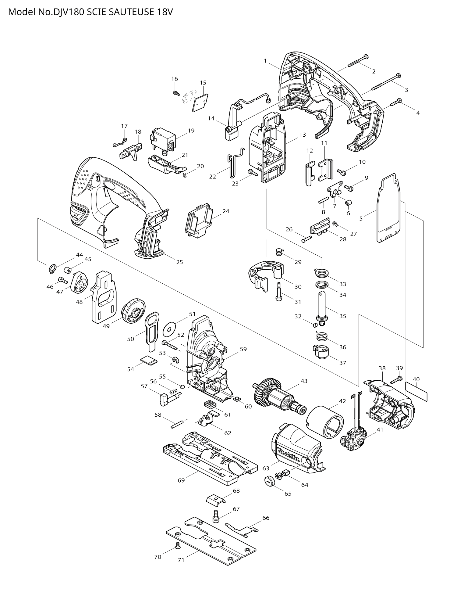 Pièces détachées scie sauteuse Makita DJV180