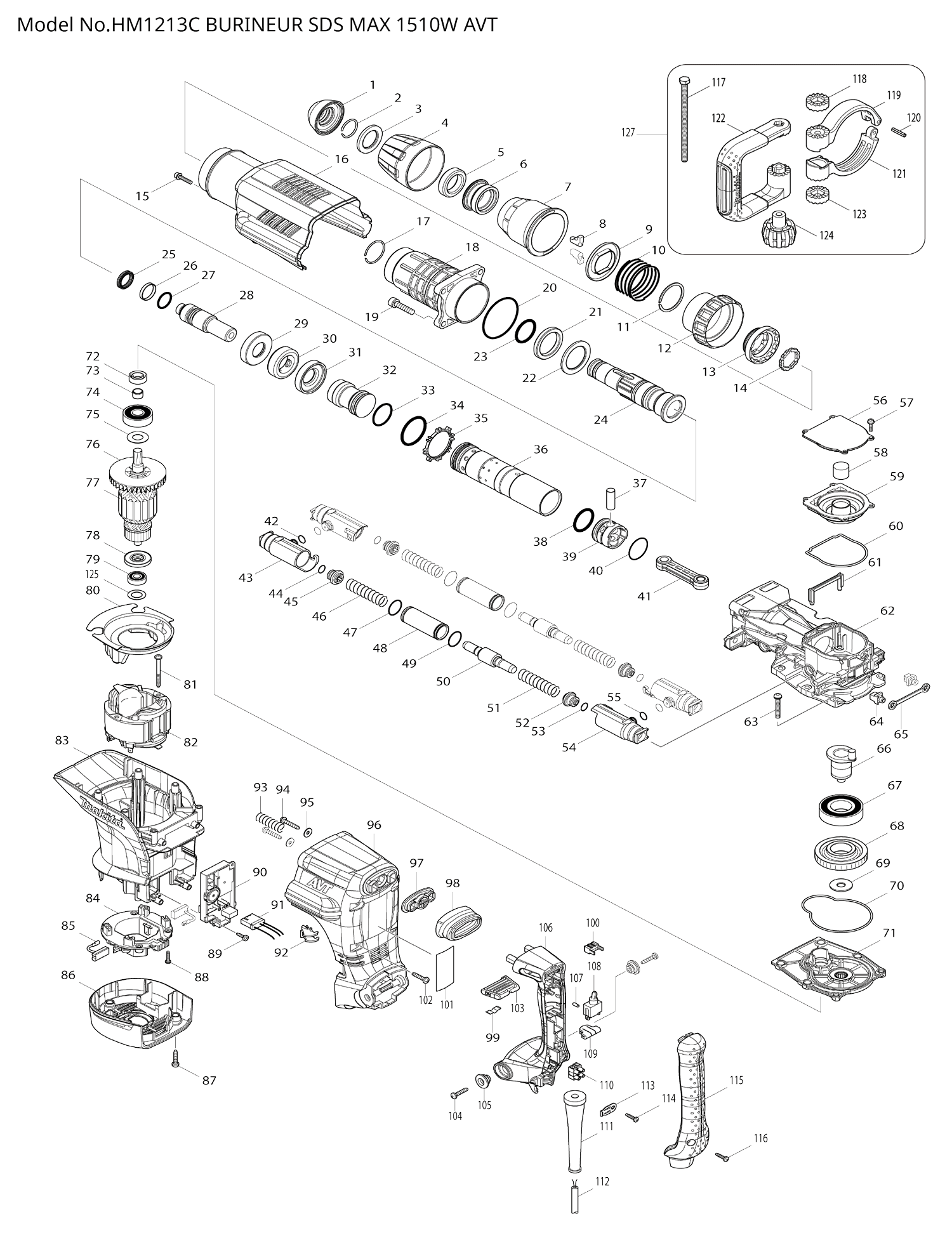 Pièces détachées burineur Makita HM1213C