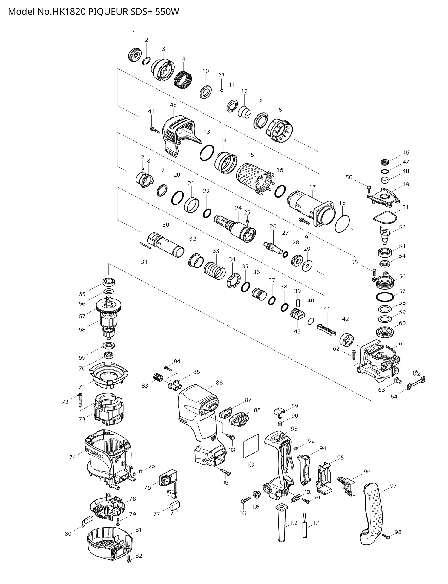 Pièces détachées piqueur Makita HK1820