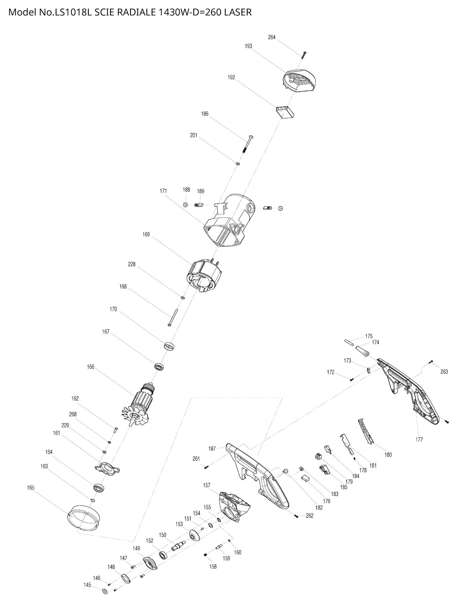 Pièces détachées scie radiale Makita LS1018L