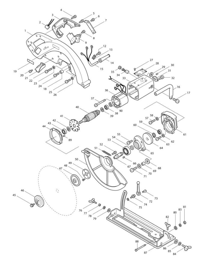 Pièces détachées scie circulaire Makita 5402